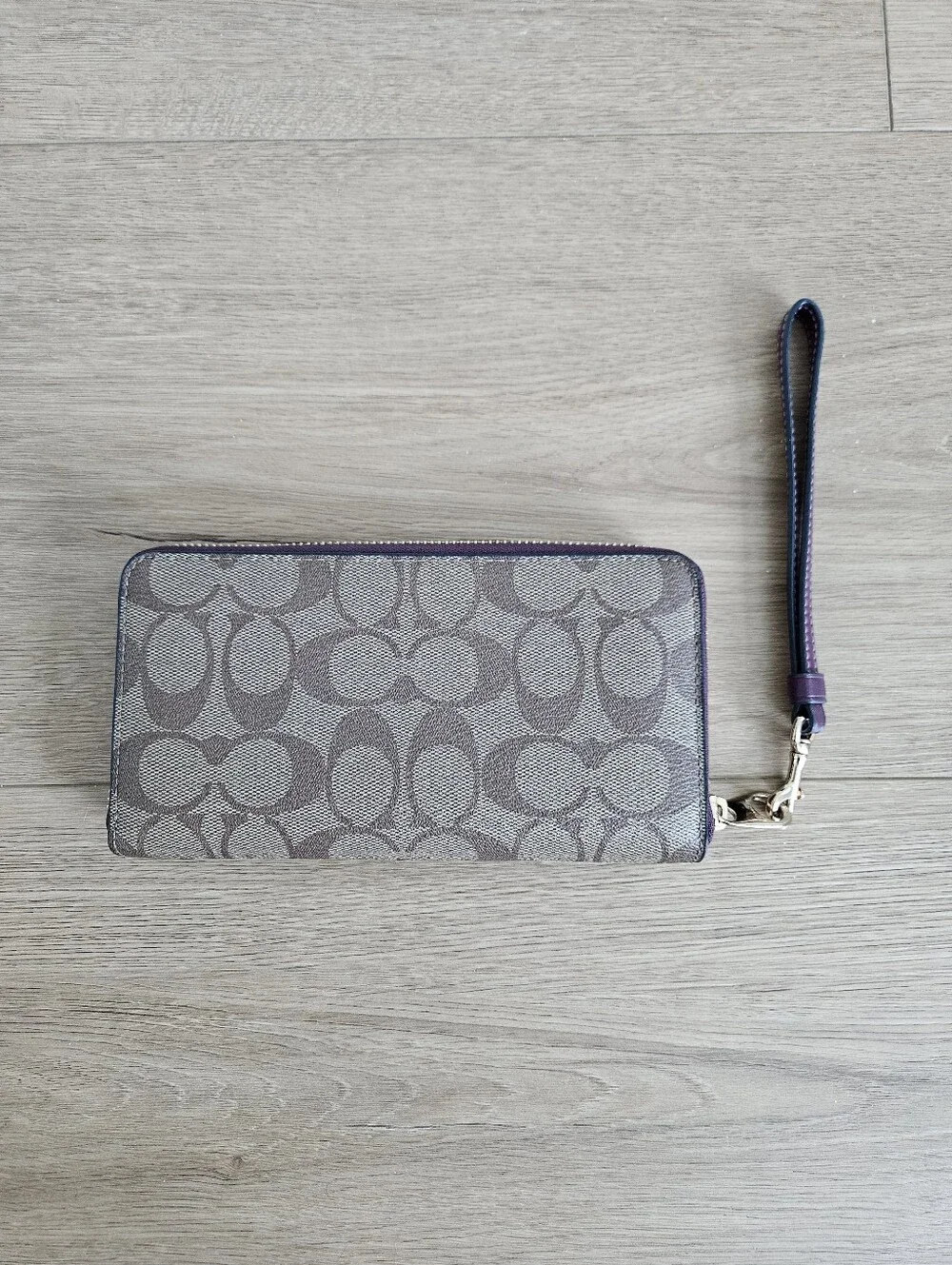 Coach Wallet with Wristlet Strap and Plum Accents